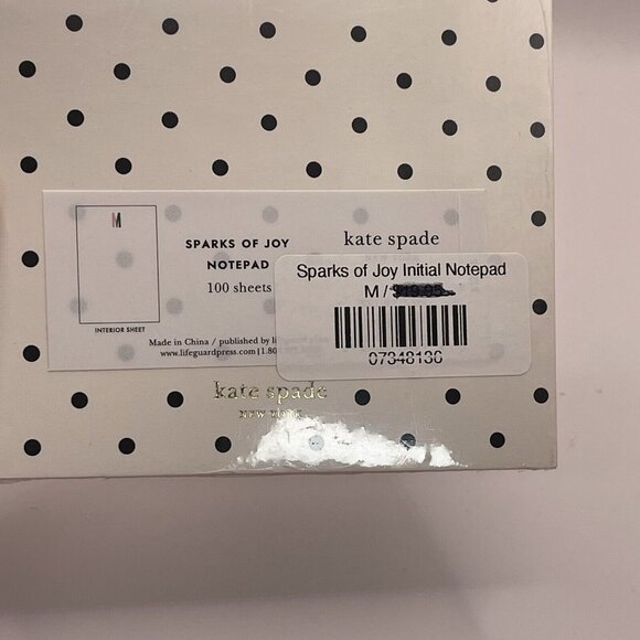 Kate Spade New York Initial M Notepad Paper Pad with 100 Blank Sheets 7" x 4" - Picture 4 of 4